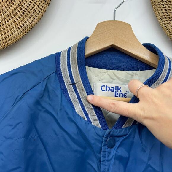 Vintage 80s 90s Chalk Line Blue Indianapolis Colts Football Varsity Jacket XL - Picture 7 of 11